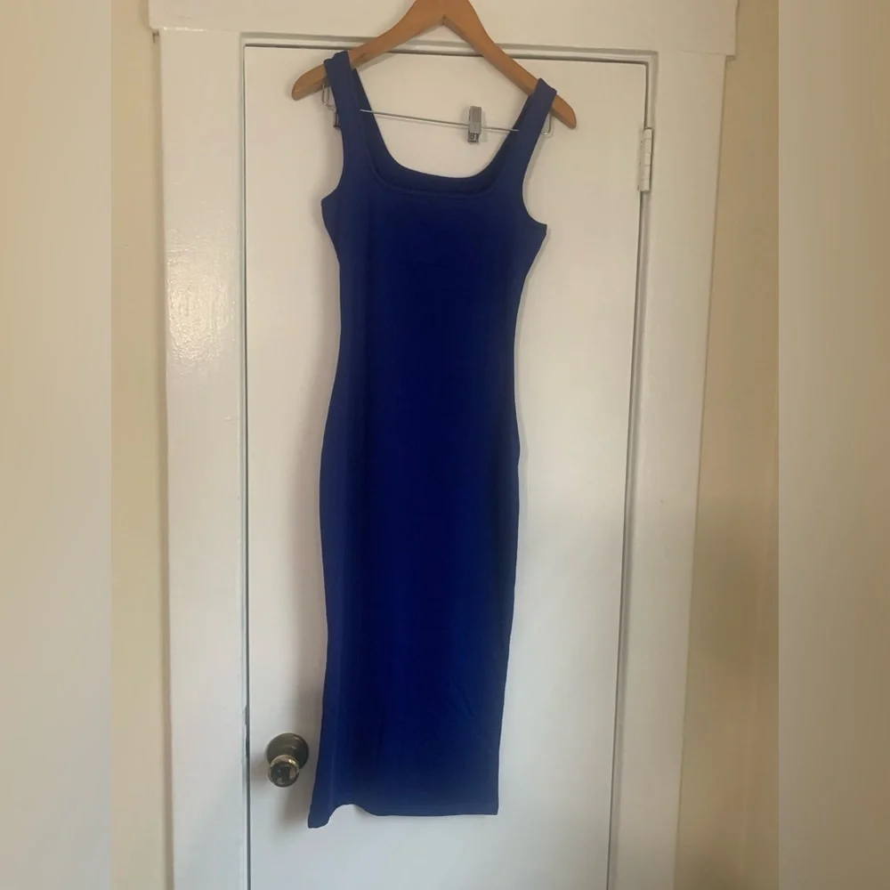Cobalt‎ blue bodycon strapless MIDI Dress Size Small